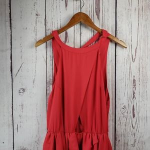 Peach Royal Ruffled Layered Dress Womens Size Medium Racerback Sleeveless Red